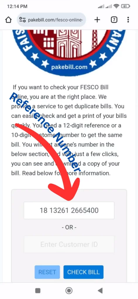 fesco online bill check previous month