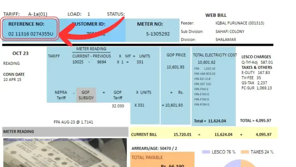 lesco bill online check by reference number